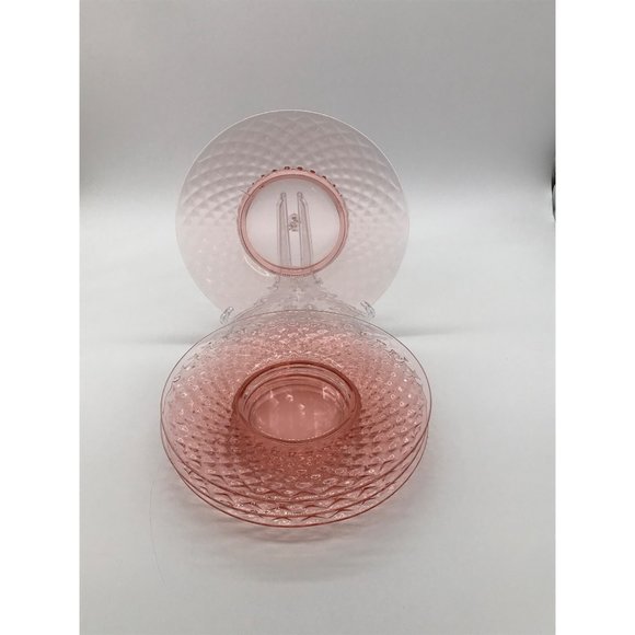 Set of 4 Vintage Imperial Glasd Co. Diamond Quilted Pink 8” Luncheon Plates, - Picture 5 of 5